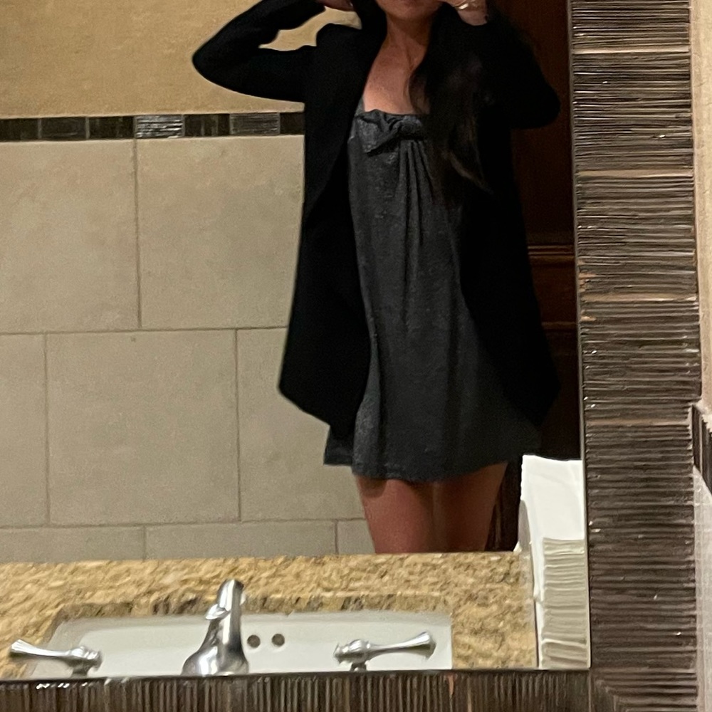 Metallic Mini Dress w/ Bow